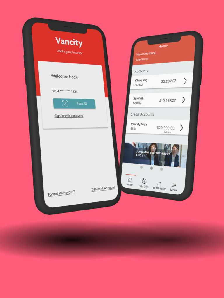 Mockup of Vancity app.